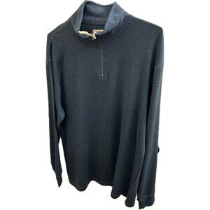 Red Head Brand Co Men's L 1/4 Zip Waffle Knit Thermal Sweater Blue